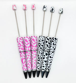 Cow print beadable pen