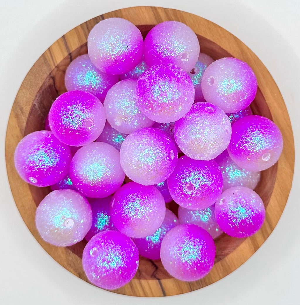 18mm purple glitter acrylic bead