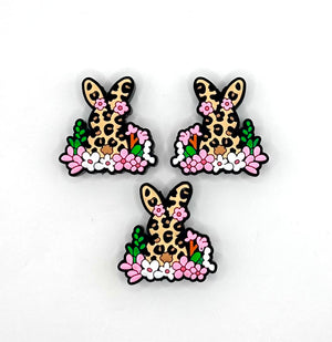 Leopard bunny silicone focal bead