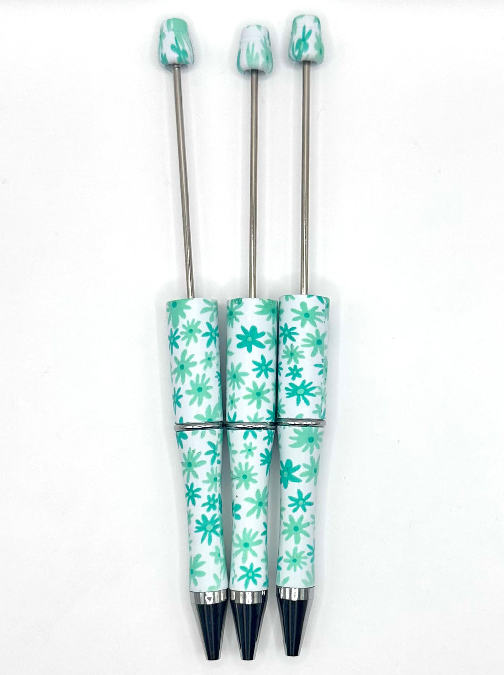 Turquoise and mint daisy print (HBK exclusive) beadable pen