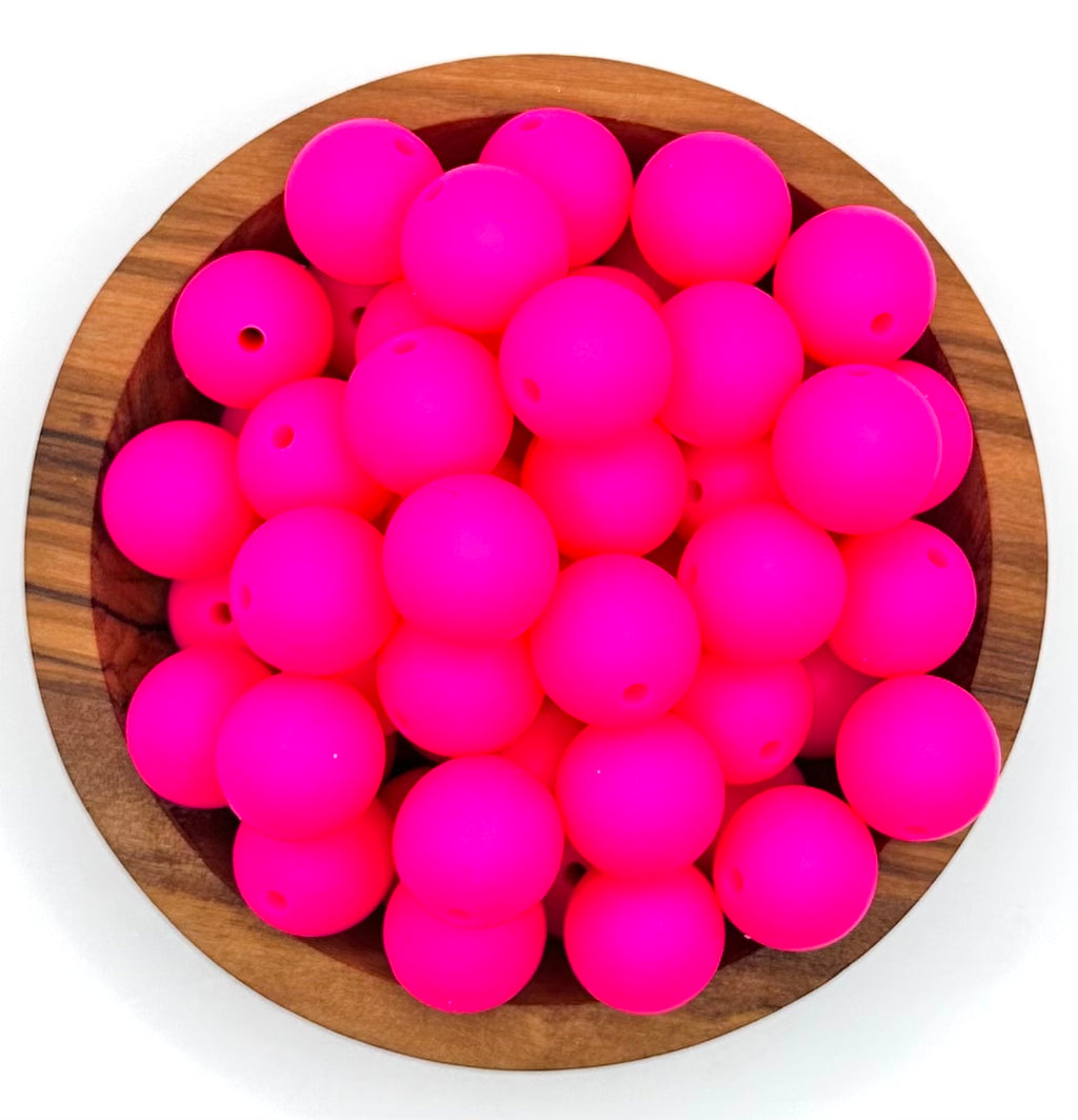 15mm Hot pink silicone bead