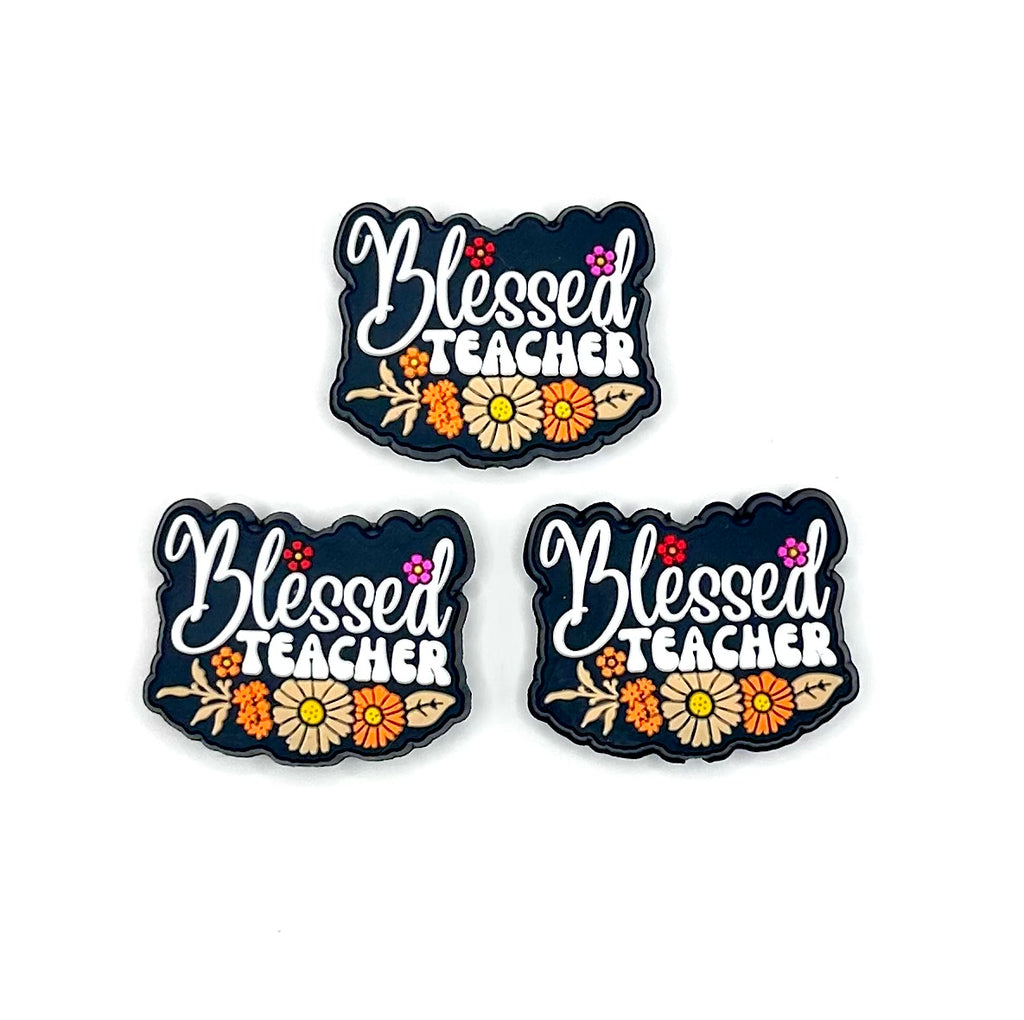 Blessed teacher silicone focal bead