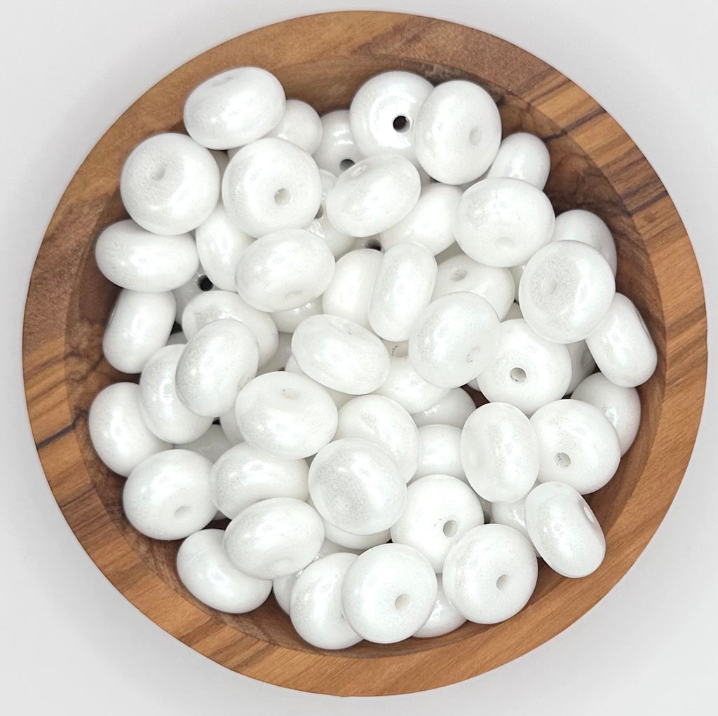 14mm Opal white abacus silicone bead