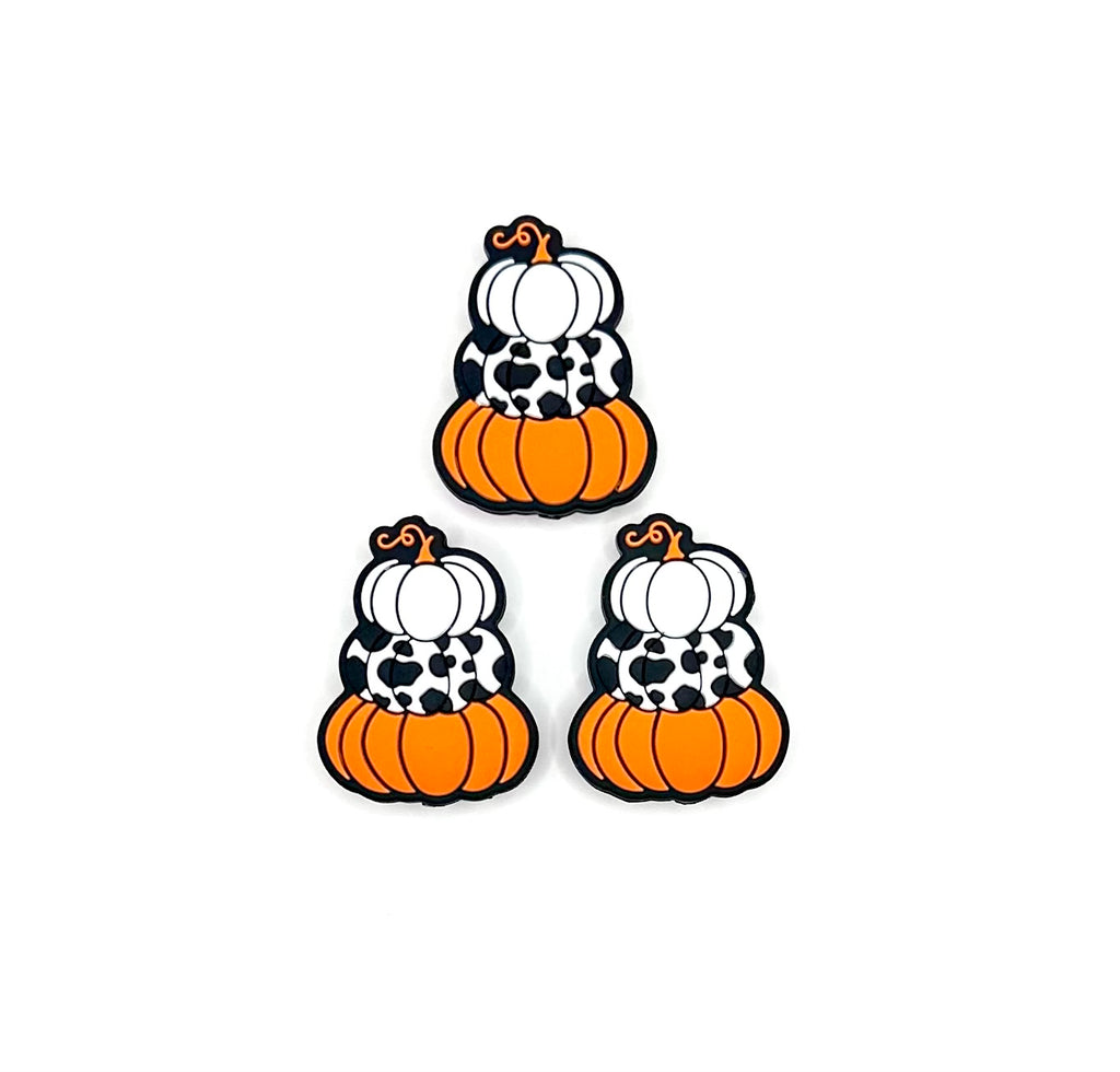 Stacked pumpkins silicone focal bead