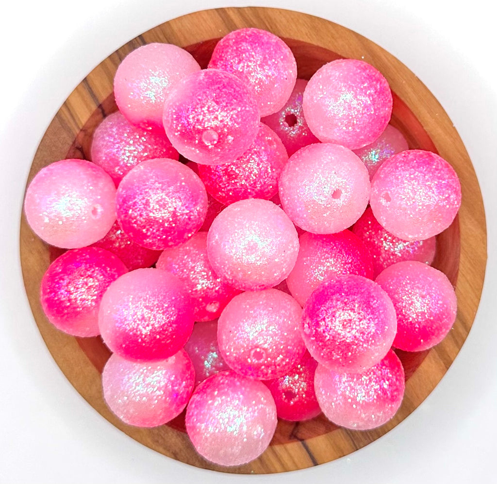 18mm pink glitter acrylic bead