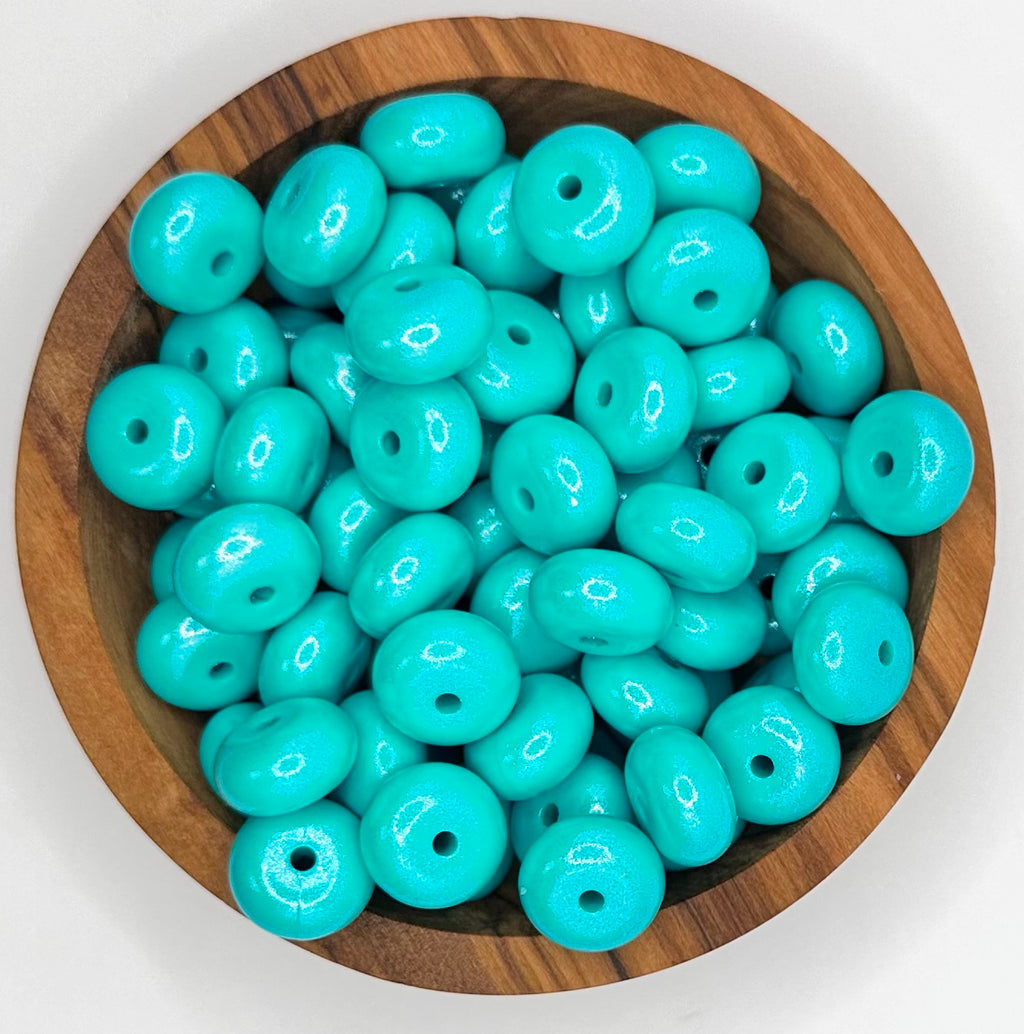 14mm Opal turquoise abacus silicone bead