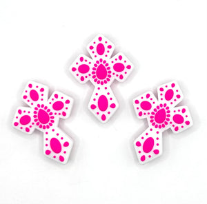 Rhinestone cross silicone focal bead