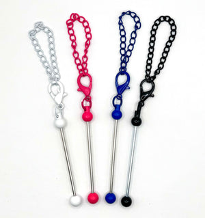 Beadable metal bar keychain with chain