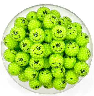 20mm green man acrylic jelly bead