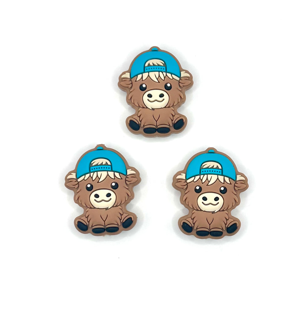 Boy baby cow silicone focal bead