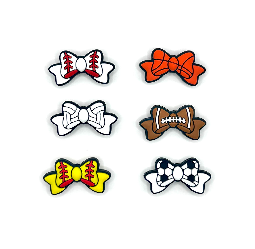 Sports team themed bows silicone focal bead