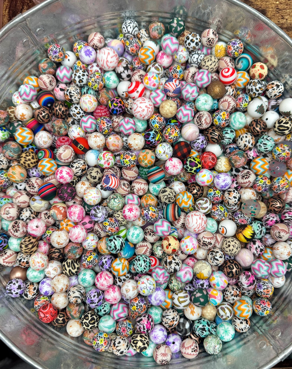 15mm round printed bead scoop (20 beads each)