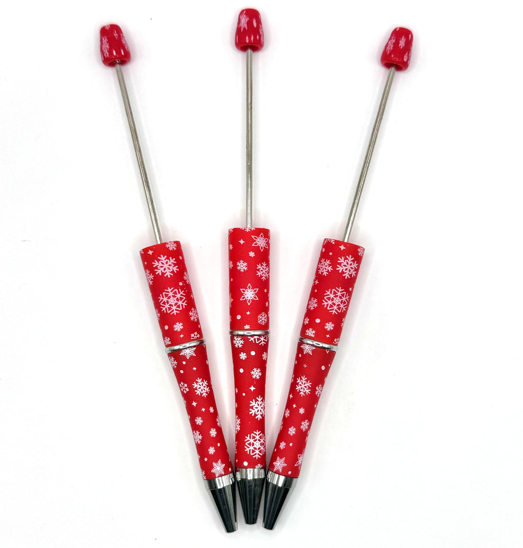 Red snowflake beadable pen