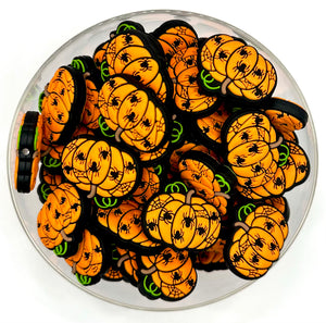 Orange pumpkin with spiders silicone focal bead