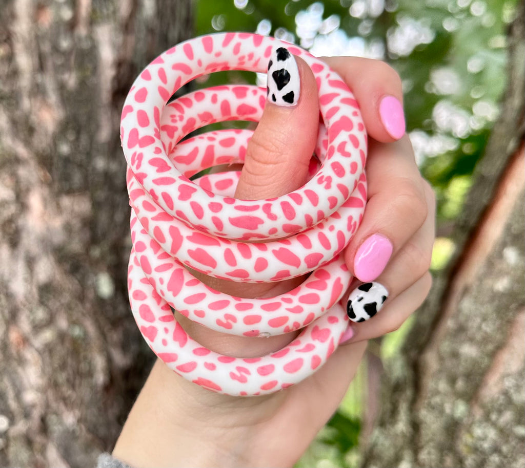 Pink cow print 65MM silicone rings