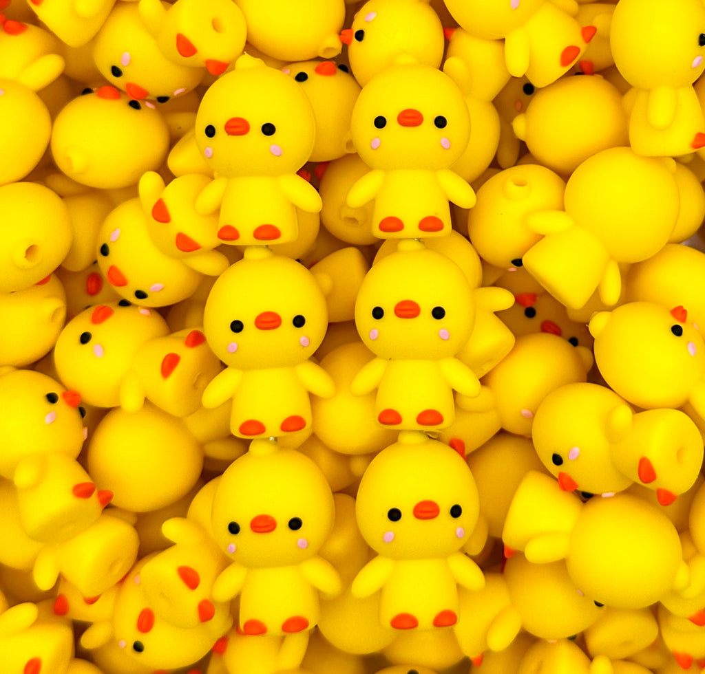 3D yellow baby duck silicone focal bead