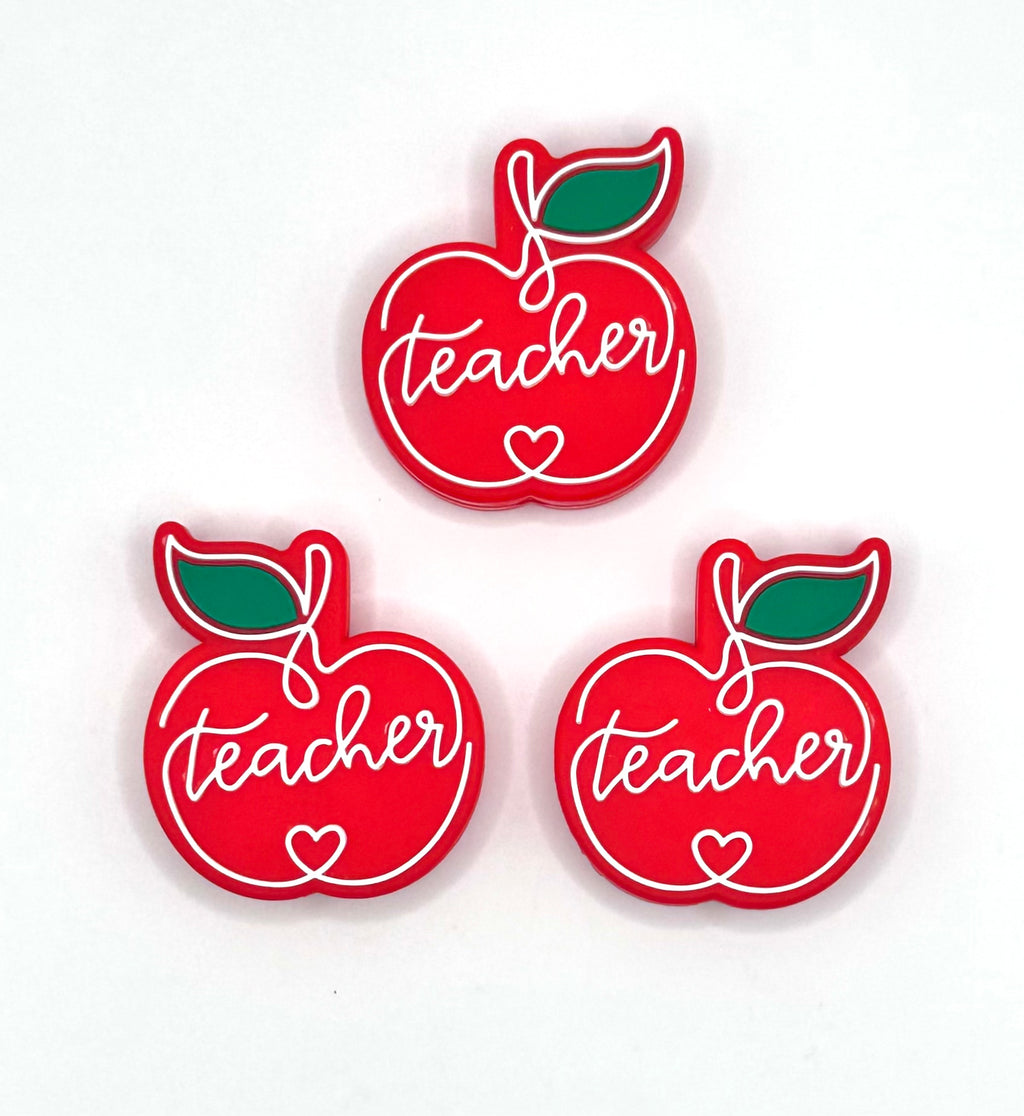 Teacher apple silicone focal bead
