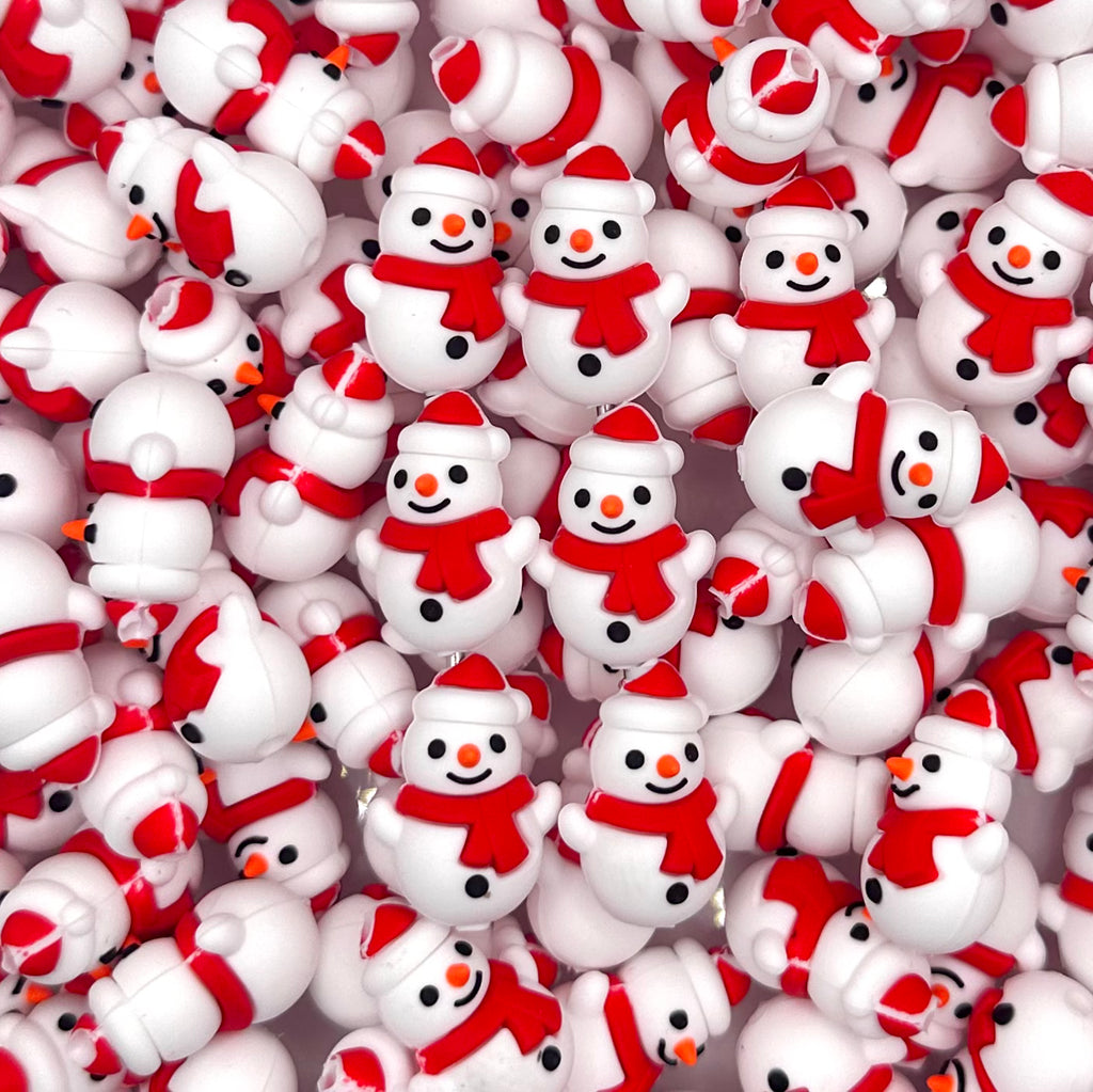 3D snowman silicone bead