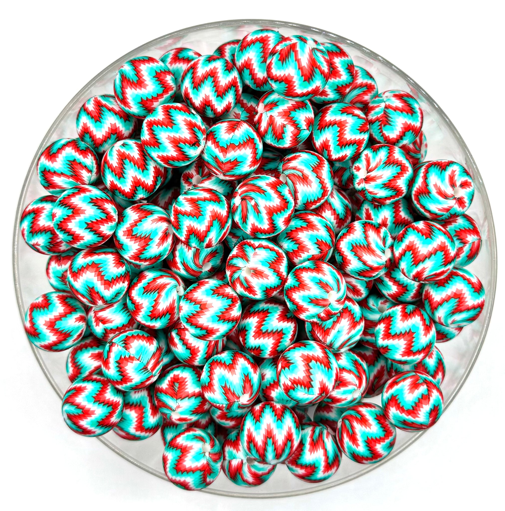 15mm Christmas Chevron Print HBK Collab EXCLUSIVE Silicone Bead 15mm-christmas-chevron-print-hbk-collab-exclusive-silicone-bead