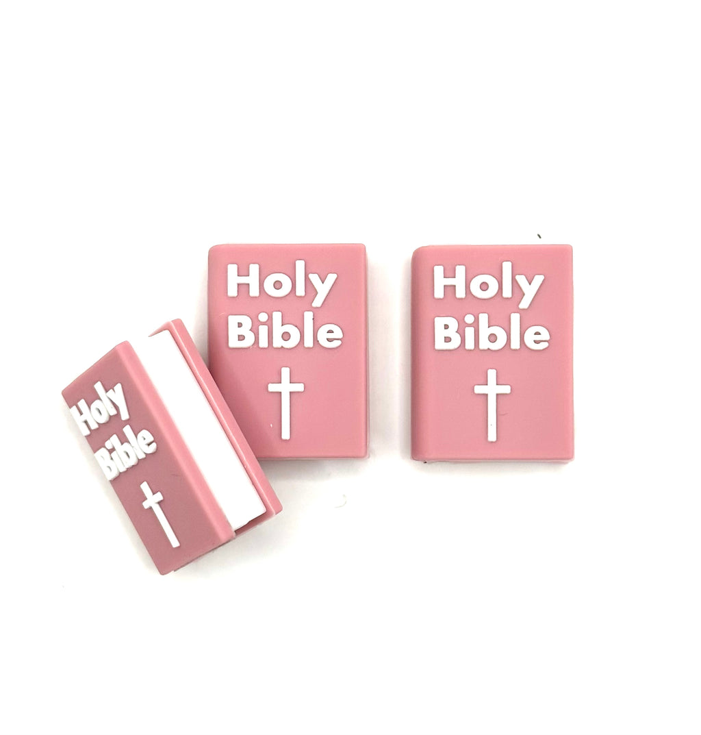 3D pink Holy Bible (exclusive) silicone focal bead